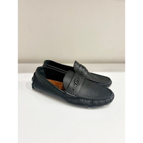 Gucci Interlocking G Logo Slip On Leather Driver Loafer Matte Black Mens Size 10 - Picture 4 of 7
